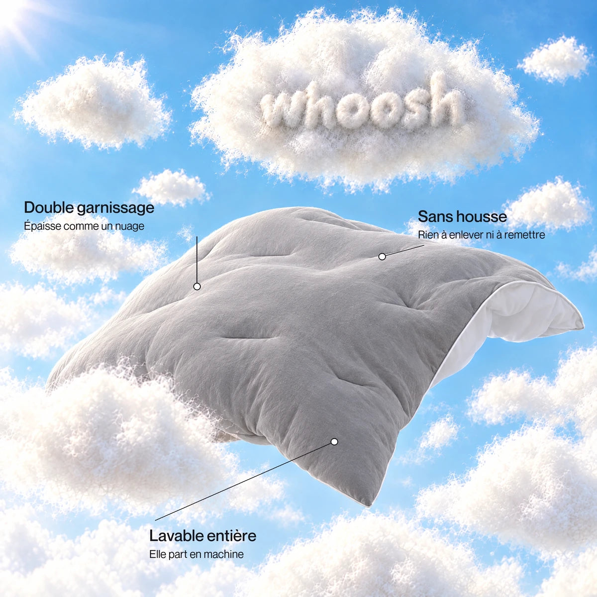 Couette Whoosh Gris, photo 5